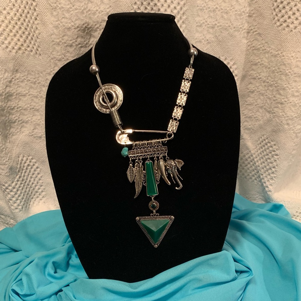 Unique Silver Charm Pendant Necklace